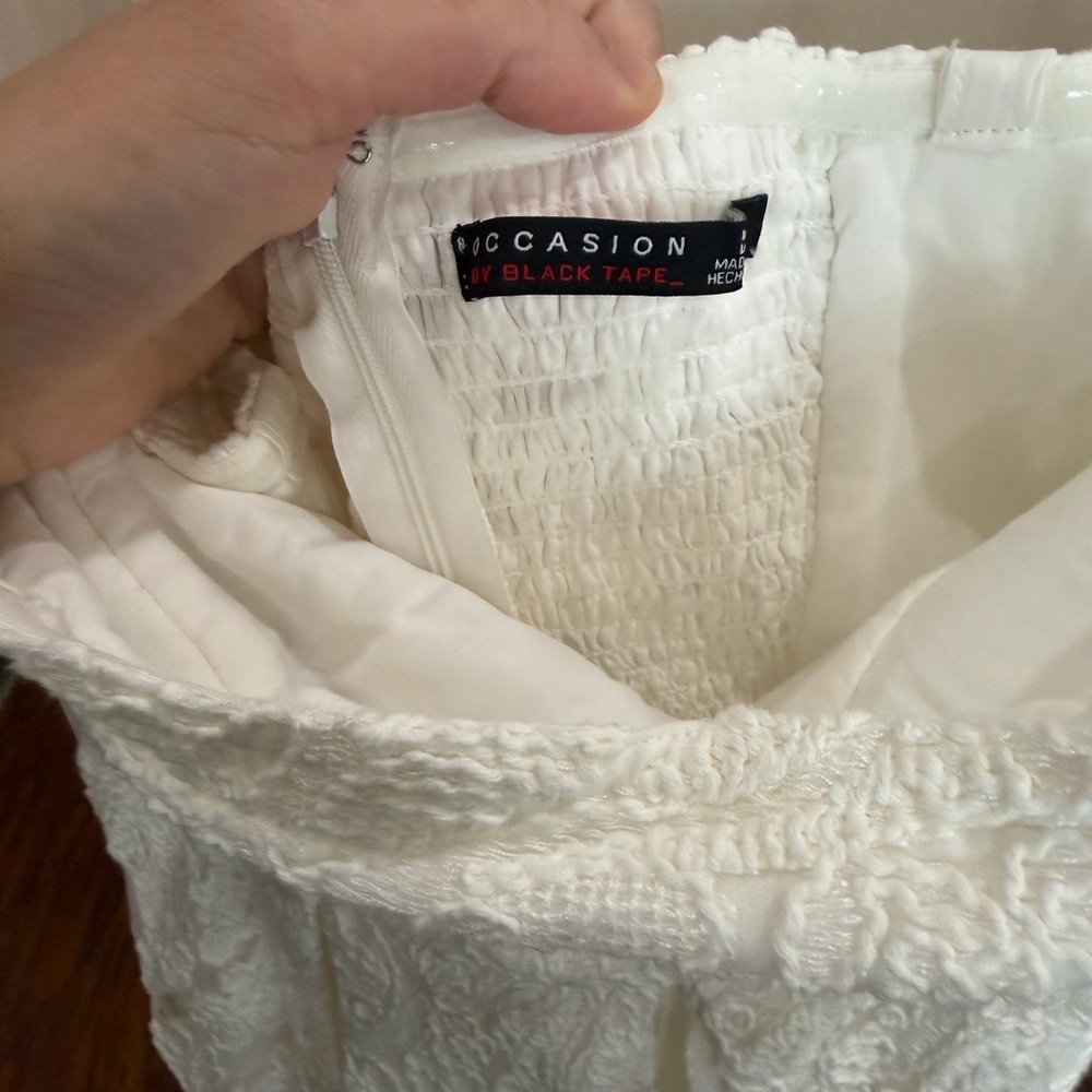 Anthropologie - Lace strapless white midi a line dress - Picture 7 of 11